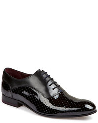 Black and White Polka Dot Leather Oxford Shoes