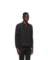 Saint Laurent Black And Off White Silk Graphic Shirt