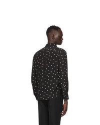 Saint Laurent Black And Off White Silk Graphic Shirt