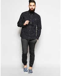 Asos Brand Shirt In Long Sleeve With Polka Dot Print