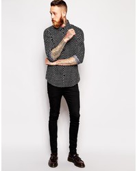 Asos Brand Smart Shirt In Long Sleeve With Large Polka Dot