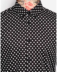 Asos Brand Smart Shirt In Long Sleeve With Large Polka Dot