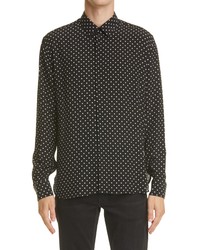 Saint Laurent Sm Sleeve Button Up Silk Shirt