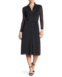 Black and White Polka Dot Midi Dress with Shoes Smart Casual Outfits (3 ...