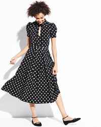 Ralph Lauren Collection Mariella Polka Dot Short Sleeve Midi Dress