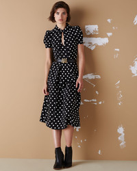 Ralph Lauren Collection Mariella Polka Dot Short Sleeve Midi Dress