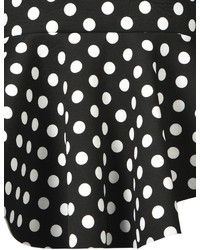 Choies Black Polka Dot Midi Pencil Skirt With Flounce Hem