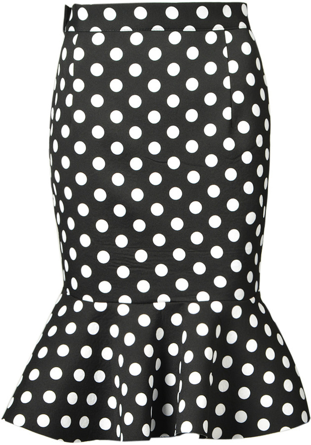 Fashion Skirts Flounce Skirts Georges Rech Flounce Skirt black-white spot pattern elegant 