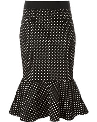 Dolce & Gabbana Polka Dot Frill Hem Pencil Skirt