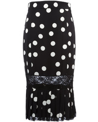 Dolce & Gabbana Polka Dot Pleated Pencil Skirt