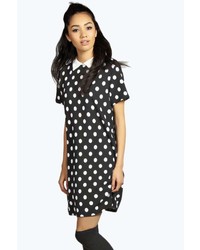 boohoo black and white polka dot dress