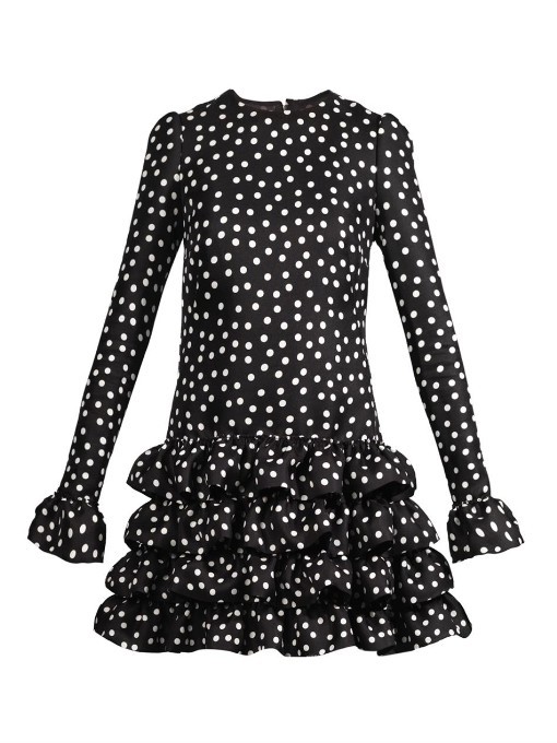 black and white polka dot ruffle dress