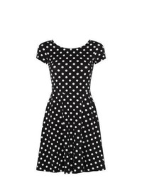 New Look Black Monochrome Polka Dot Skater Dress