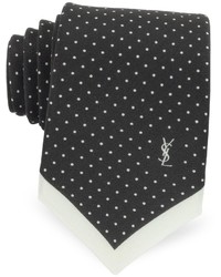 Saint Laurent Polka Dots Printed Silk Narrow Tie