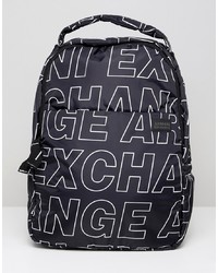 Armani Exchange Nylon All Over Logo Backpack In Black