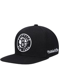 Mitchell & Ness Black Brooklyn Nets English Dropback Snapback Hat At Nordstrom