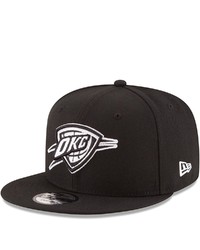 New Era Black Oklahoma City Thunder Black White Logo 9fifty Adjustable Snapback Hat At Nordstrom