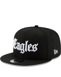 New Era Black Philadelphia Eagles Gothic Script 9fifty Adjustable Snapback Hat