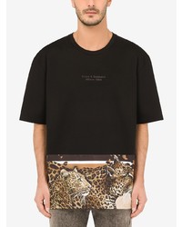 Dolce & Gabbana Leopard Hem Logo T Shirt