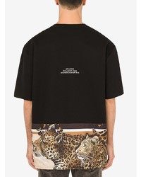 Dolce & Gabbana Leopard Hem Logo T Shirt