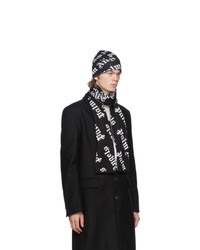 Palm Angels Black And White Logo Beanie And Scarf Set