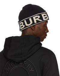 Burberry Black Cashmere Intarsia Logo Beanie