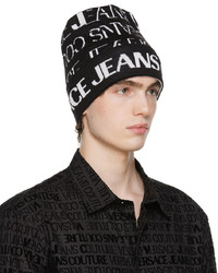 VERSACE JEANS COUTURE Black White Knit Beanie
