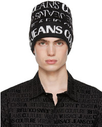 VERSACE JEANS COUTURE Black White Knit Beanie