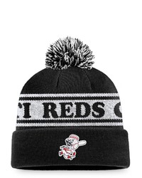 FANATICS Branded Redwhite Cincinnati Reds Sport Resort Cuffed Knit Hat With Pom In Black At Nordstrom