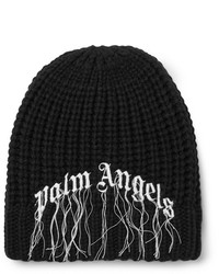 Palm Angels Logo Embroidered Ribbed Wool Beanie