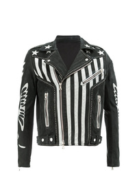 Black and White Print Biker Jacket