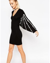 Asos Collection Halloween Skeleton Batwing Body Conscious Dress