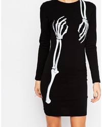 Asos Collection Skeleton Cheeky Hands Halloween Mini Dress