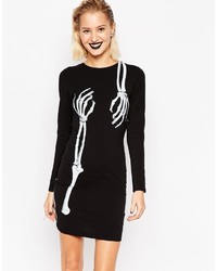 Asos Collection Skeleton Cheeky Hands Halloween Mini Dress