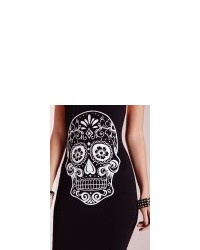 Missguided Skull Print Cross Back Bodycon Dress Black