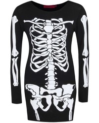 Boohoo Plus Gracie Skeleton Halloween Bodycon Dress