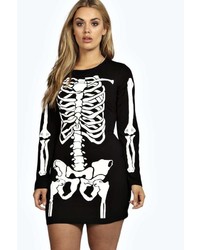 Boohoo Plus Gracie Skeleton Halloween Bodycon Dress