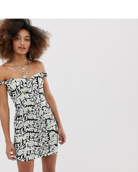 Collusion Typo Ruched Off The Shoulder Mini Dress