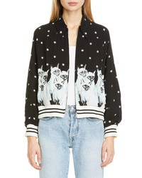 Undercover Siamese Cat Stars Graphic Bomber Jacket