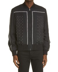 Saint Laurent Stripe Dot Silk Bomber Jacket