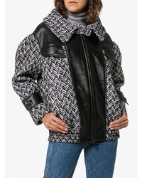 Miu Miu Tweed Napa Leather Coat