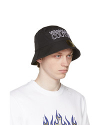 VERSACE JEANS COUTURE Black And White Logo Bucket Hat