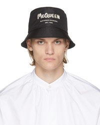 Alexander McQueen Black Graffiti Bucket Hat