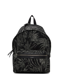 Saint Laurent Black And White Palm Print City Backpack