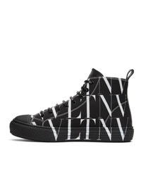 Valentino Black And White Garavani Vltn High Top Sneakers