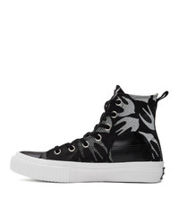 McQ Alexander McQueen Black And White Swallow Plimsoll High Top Sneakers