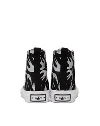 McQ Alexander McQueen Black And White Swallow Plimsoll High Top Sneakers