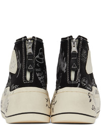 R13 Black Double Grommet Kurt High Top Sneakers