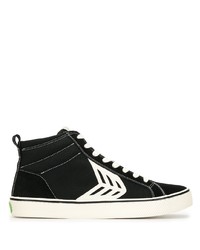 Cariuma Catiba High Stripe Black Suede And Canvas Contrast Thread Sneaker