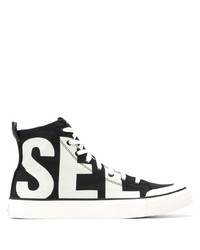 Diesel High Top Sneakers In Cotton Canvas